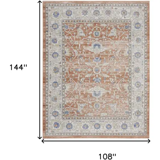 Gray and Red Oriental Power Loom Area Rug Photo 3