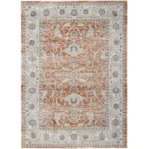 Photo of Gray and Red Oriental Power Loom Area Rug