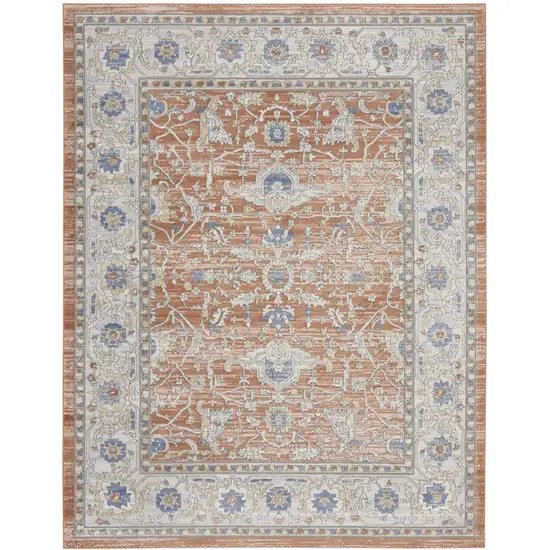 Gray and Red Oriental Power Loom Area Rug Photo 2