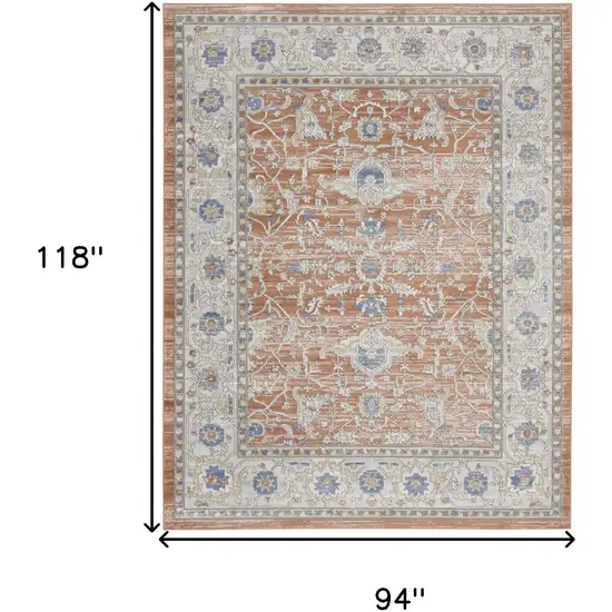 Gray and Red Oriental Power Loom Area Rug Photo 3