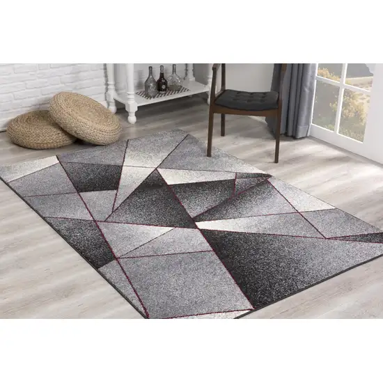 Gray and Red Prism Pattern Area Rug Photo 6