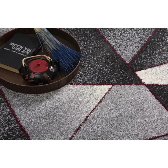 Gray and Red Prism Pattern Area Rug Photo 8