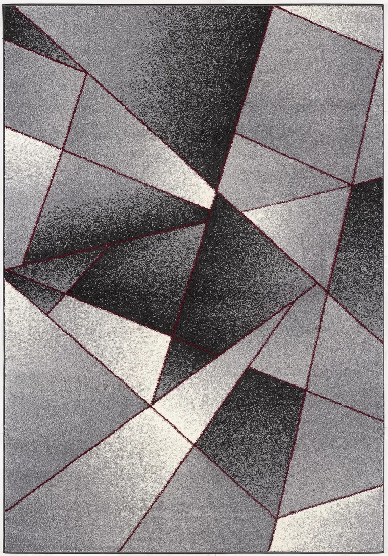 Gray and Red Prism Pattern Area Rug Photo 2