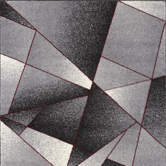 Grey Red Geometric Area Rug Photo 4