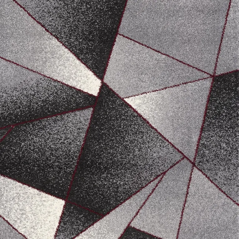 Gray and Red Prism Pattern Area Rug Photo 4