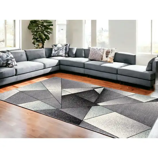 Grey Red Geometric Area Rug Photo 1