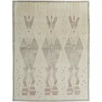 Photo of Gray and Red Wool Geometric Hand Knotted Area Rug