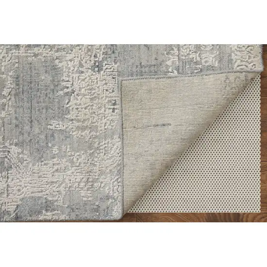 Gray and Silver Abstract Hand Woven Worn Faded Area Rug Photo 4