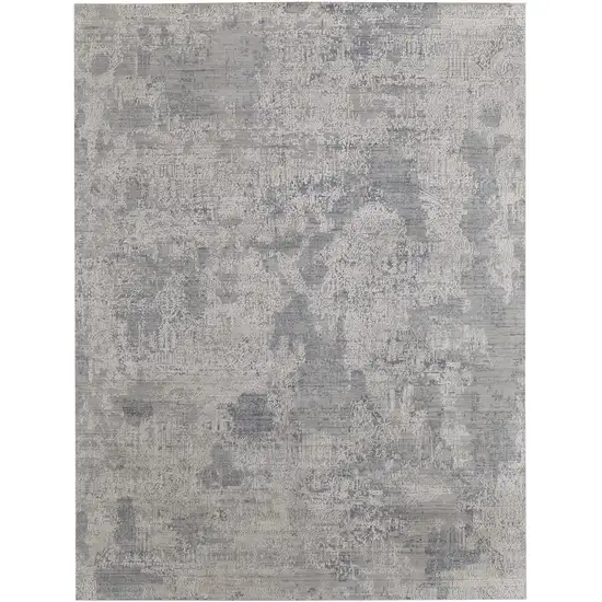 Gray and Silver Abstract Hand Woven Worn Faded Area Rug Photo 2