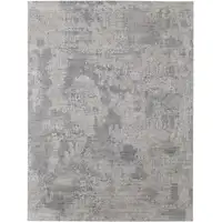 Photo of Gray and Silver Abstract Hand Woven Worn Faded Area Rug