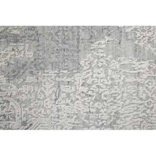 Gray and Silver Abstract Hand Woven Worn Faded Area Rug Photo 8