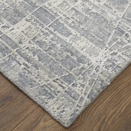 Gray and Silver Abstract Hand Woven Worn Faded Area Rug Photo 6