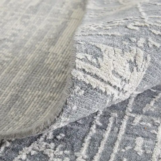 Gray and Silver Abstract Hand Woven Worn Faded Area Rug Photo 5