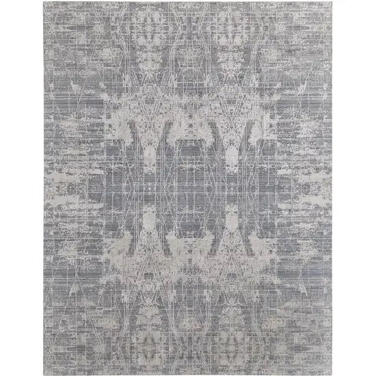 Gray and Silver Abstract Hand Woven Worn Faded Area Rug Photo 4