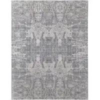 Photo of Gray and Silver Abstract Hand Woven Worn Faded Area Rug