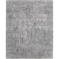 Photo of Gray and Silver Abstract Hand Woven Worn Faded Area Rug