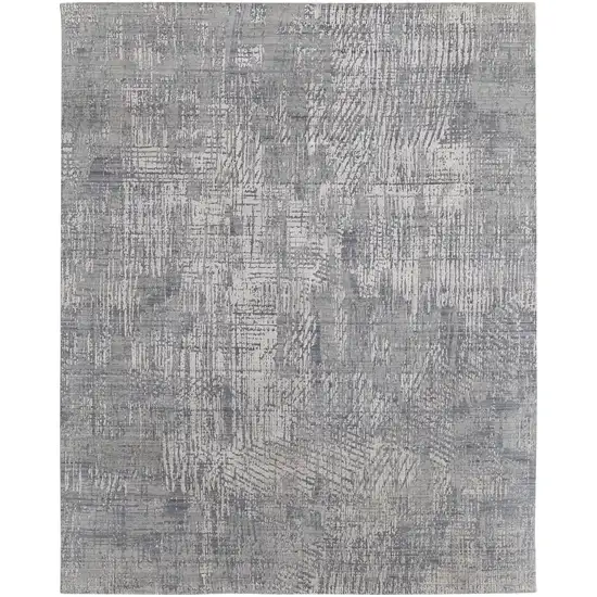 Gray and Silver Abstract Hand Woven Worn Faded Area Rug Photo 1