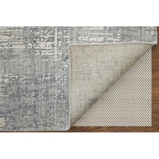 Gray and Silver Abstract Hand Woven Worn Faded Area Rug Photo 3