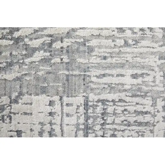 Gray and Silver Abstract Hand Woven Worn Faded Area Rug Photo 8