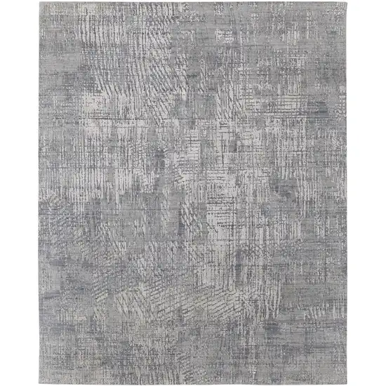 Gray and Silver Abstract Hand Woven Worn Faded Area Rug Photo 6