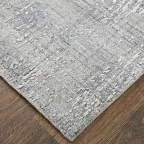 Gray and Silver Abstract Hand Woven Worn Faded Area Rug Photo 9