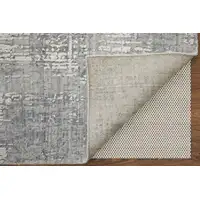 Photo of Gray and Silver Abstract Hand Woven Worn Faded Area Rug