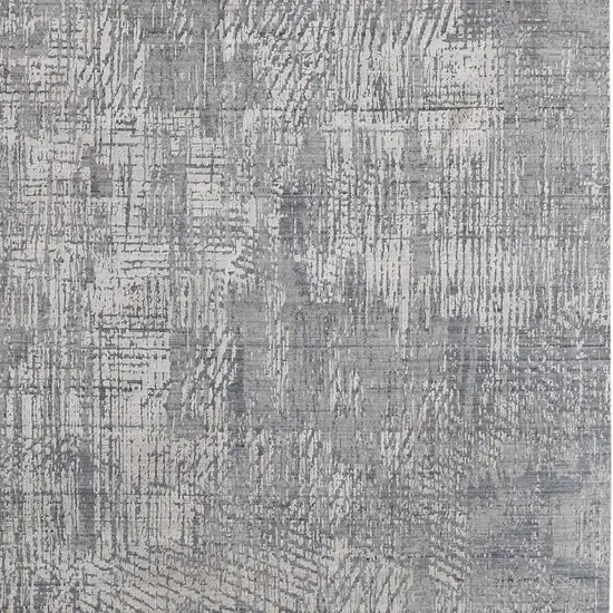 Gray and Silver Abstract Hand Woven Worn Faded Area Rug Photo 5