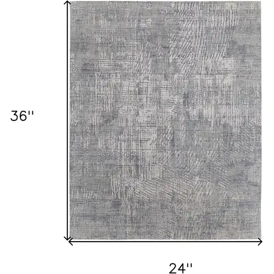 Gray and Silver Abstract Hand Woven Worn Faded Area Rug Photo 3