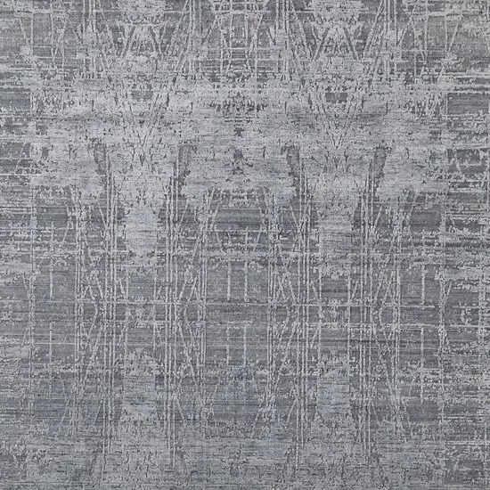 Gray and Silver Abstract Hand Woven Worn Faded Area Rug Photo 5