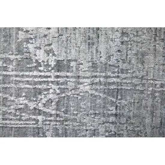 Gray and Silver Abstract Hand Woven Worn Faded Area Rug Photo 9