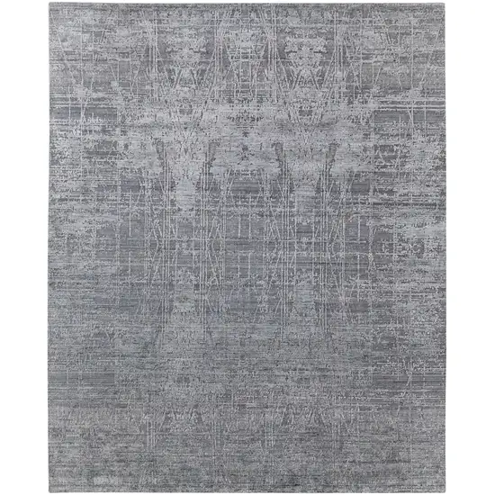 Gray and Silver Abstract Hand Woven Worn Faded Area Rug Photo 4