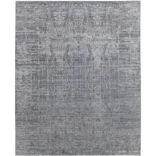 Gray and Silver Abstract Hand Woven Worn Faded Area Rug Photo 5