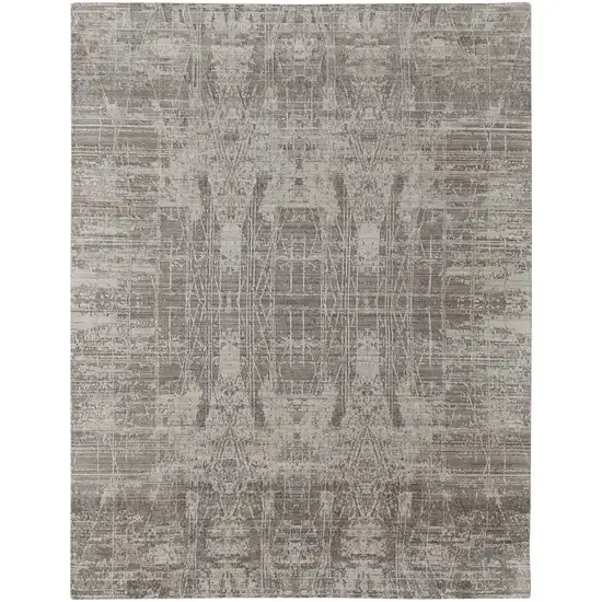 Gray and Silver Abstract Hand Woven Worn Faded Area Rug Photo 6