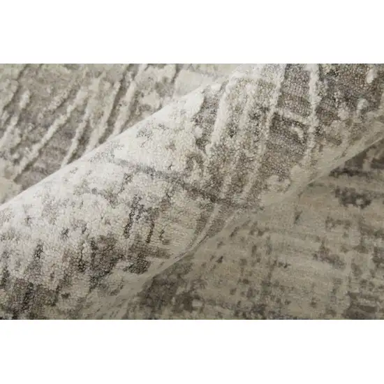 Gray and Silver Abstract Hand Woven Worn Faded Area Rug Photo 8