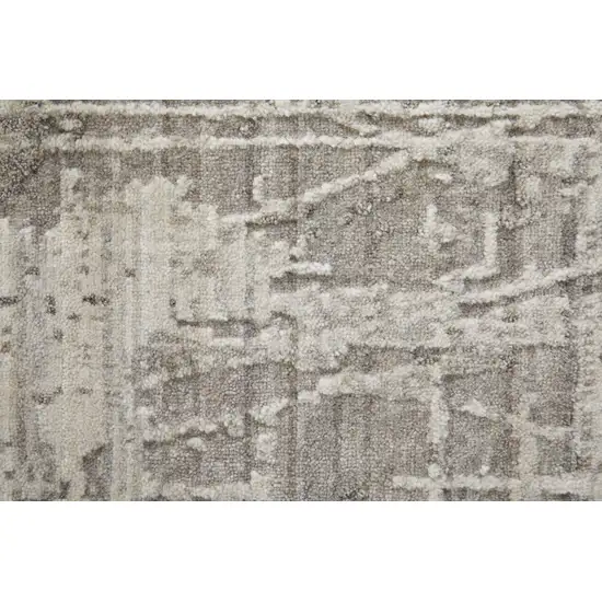 Gray and Silver Abstract Hand Woven Worn Faded Area Rug Photo 9