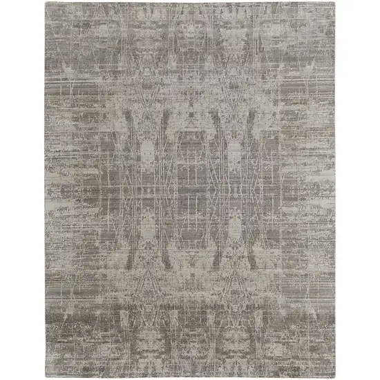 Gray and Silver Abstract Hand Woven Worn Faded Area Rug Photo 2