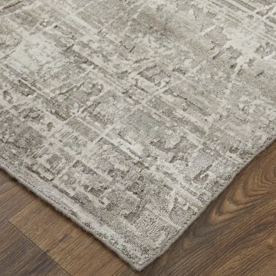 Gray and Silver Abstract Hand Woven Worn Faded Area Rug Photo 4