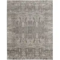 Photo of Gray and Silver Abstract Hand Woven Worn Faded Area Rug