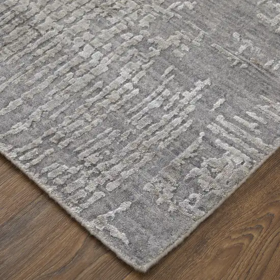 Gray and Silver Abstract Hand Woven Worn Faded Area Rug Photo 8