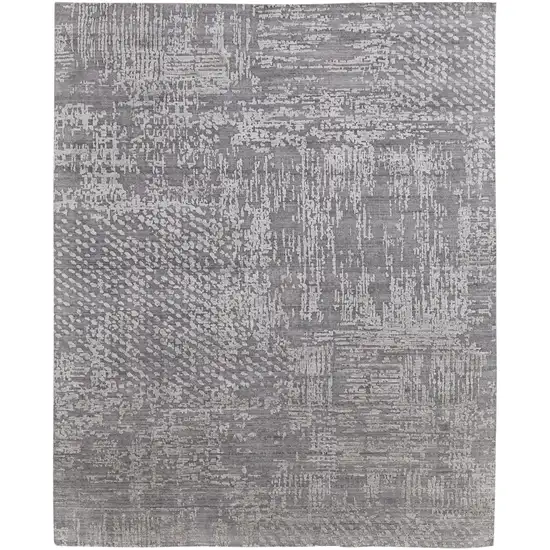 Gray and Silver Abstract Hand Woven Worn Faded Area Rug Photo 6