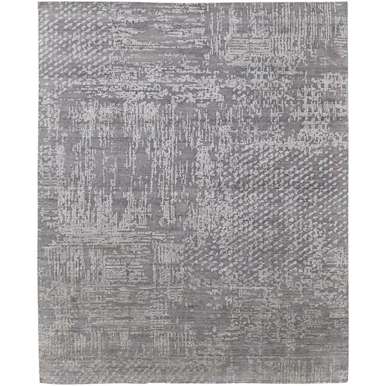 Gray and Silver Abstract Hand Woven Worn Faded Area Rug Photo 4