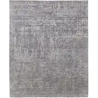 Photo of Gray and Silver Abstract Hand Woven Worn Faded Area Rug