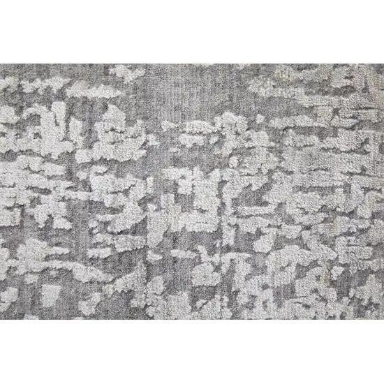 Gray and Silver Abstract Hand Woven Worn Faded Area Rug Photo 8