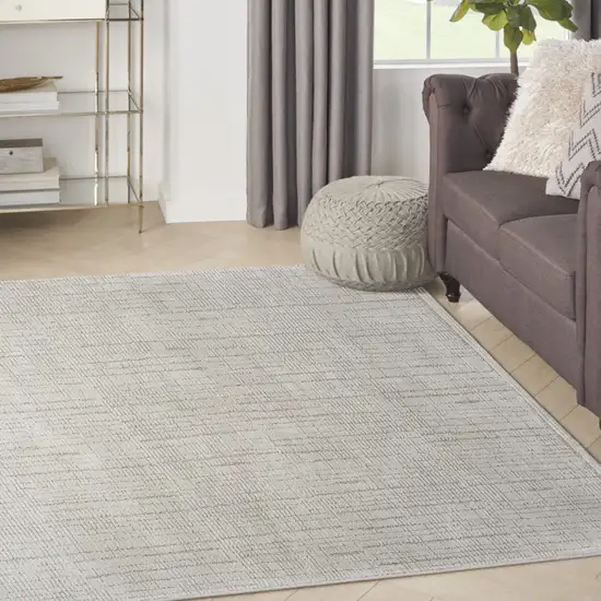 Gray and Silver Abstract Power Loom Area Rug Photo 6