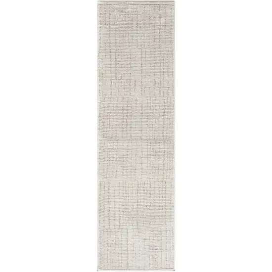 Gray and Silver Abstract Power Loom Runner Rug Photo 2