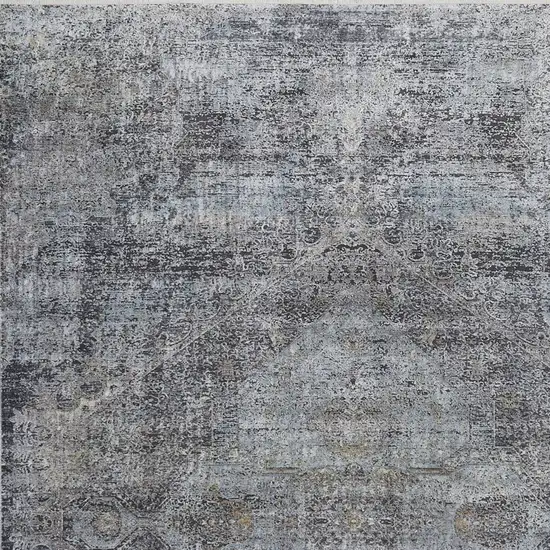 Gray and Silver Abstract Power Loom Worn Faded Area Rug Photo 9