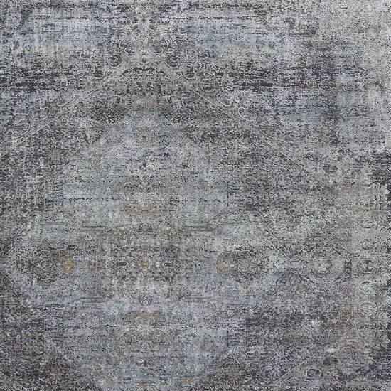 Gray and Silver Abstract Power Loom Worn Faded Area Rug Photo 8