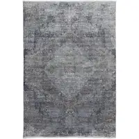 Photo of Gray and Silver Abstract Power Loom Worn Faded Area Rug