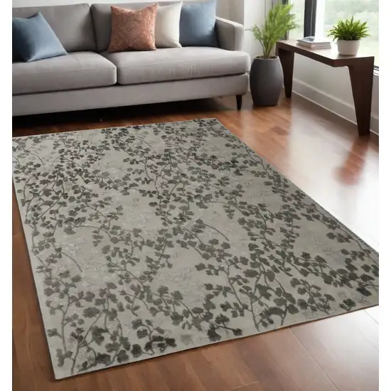 Gray and Silver Floral Hand Tufted Area Rug Photo 1