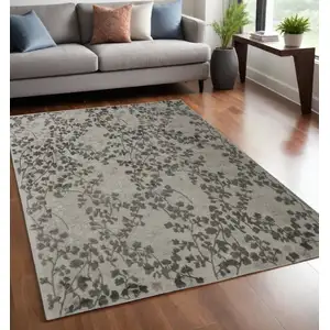 Photo of Gray and Silver Floral Hand Tufted Area Rug